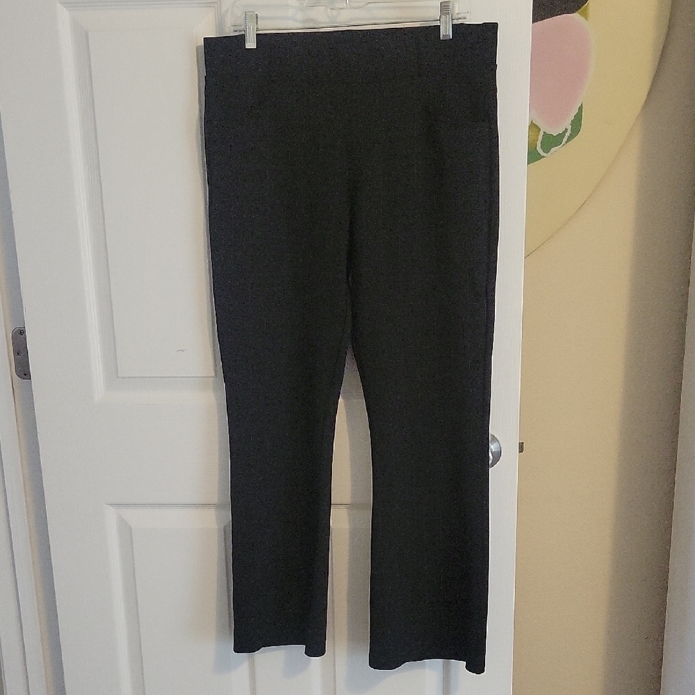 Kay Unger NY SzXL Black Wht Pin stretch, wide waist comfort Pants